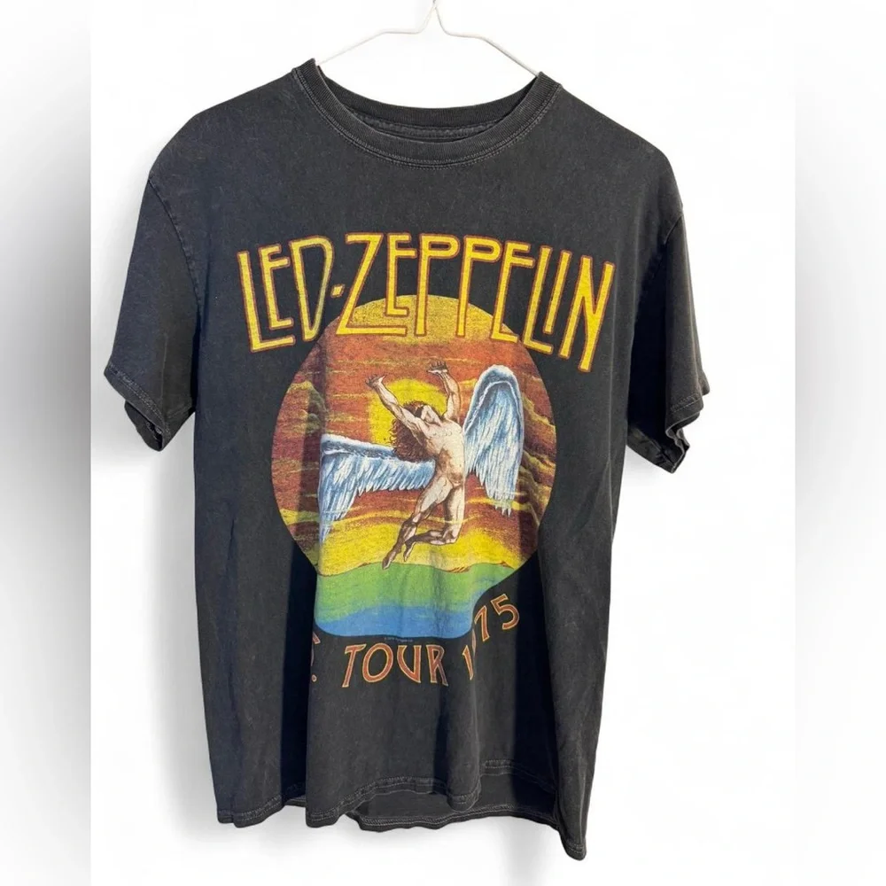 Led Zeppelin U.S. Tour 1975 Graphic Tee - Vintage style Washed Rock Band T-Shirt